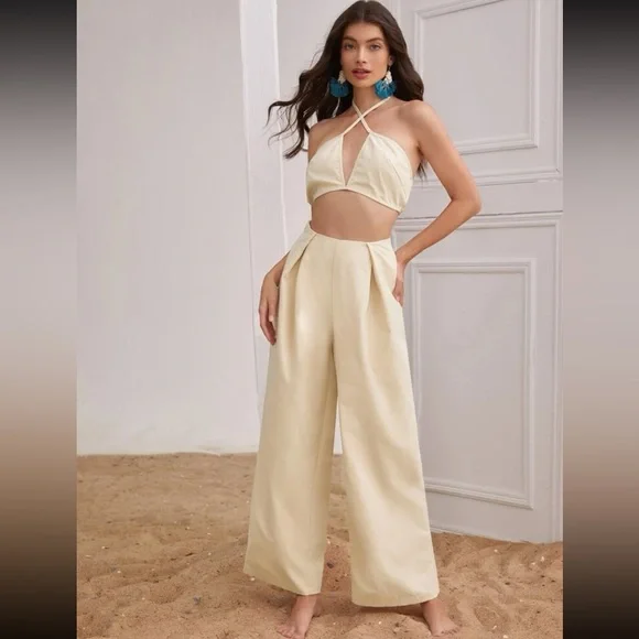 Crop Top & Wide Leg Pants Set - Picture 1 of 3